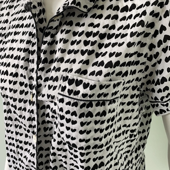 J. Crew White & Black Heart Print Pajama Shirt Small - Picture 3 of 6
